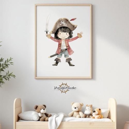 Buegelbild Piratenjunge dunkle Haare